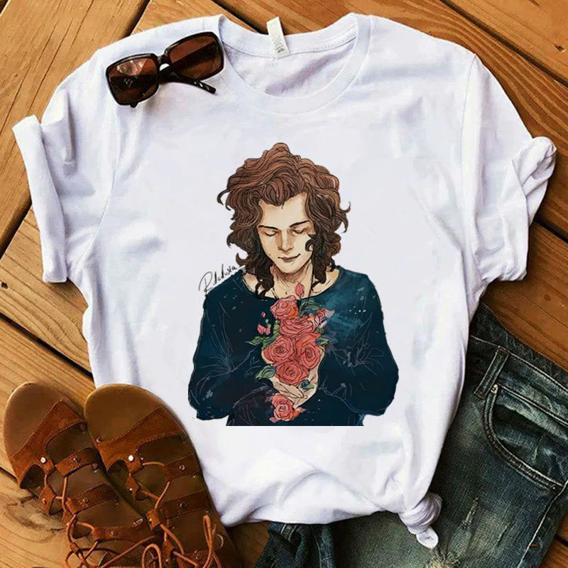 Harry Styles T Shirt Women Summer Fashion Tops TShirts Short Sleeve Round Nack T-Shirts Leisure Top Tee Casual Ladies Tshirt