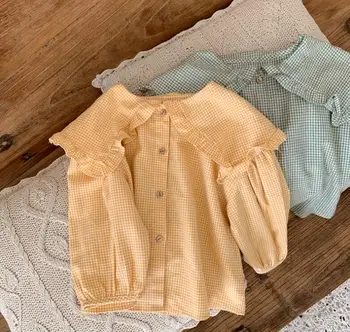 

2020 New Style Girls Plaid Shirt Spring Cotton Fashion Girls Blouse 1-7t PO91