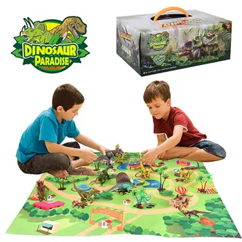 

Dinosaur Toy Figure w/ Activity Play Mat & Trees, Educational Realistic Dinosaur Playset to Create a Dino World Including T-Rex,