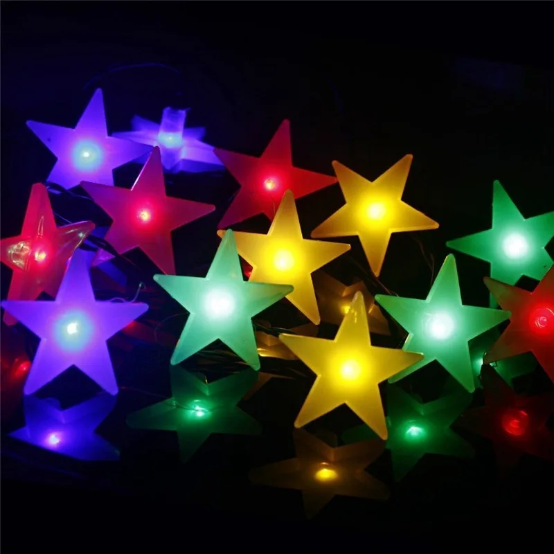 

4 M 20 Lights Dull Polish Five-pointed Star Solar-powered String Lights Garden Courtyard Party Decoration Christmas Lighting Cha