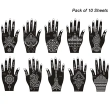 Xmasir 10 шт./компл. хна набор трафаретов для тату для женщин Gilr временные наклейки для татуировки для рук боди арт дизайн