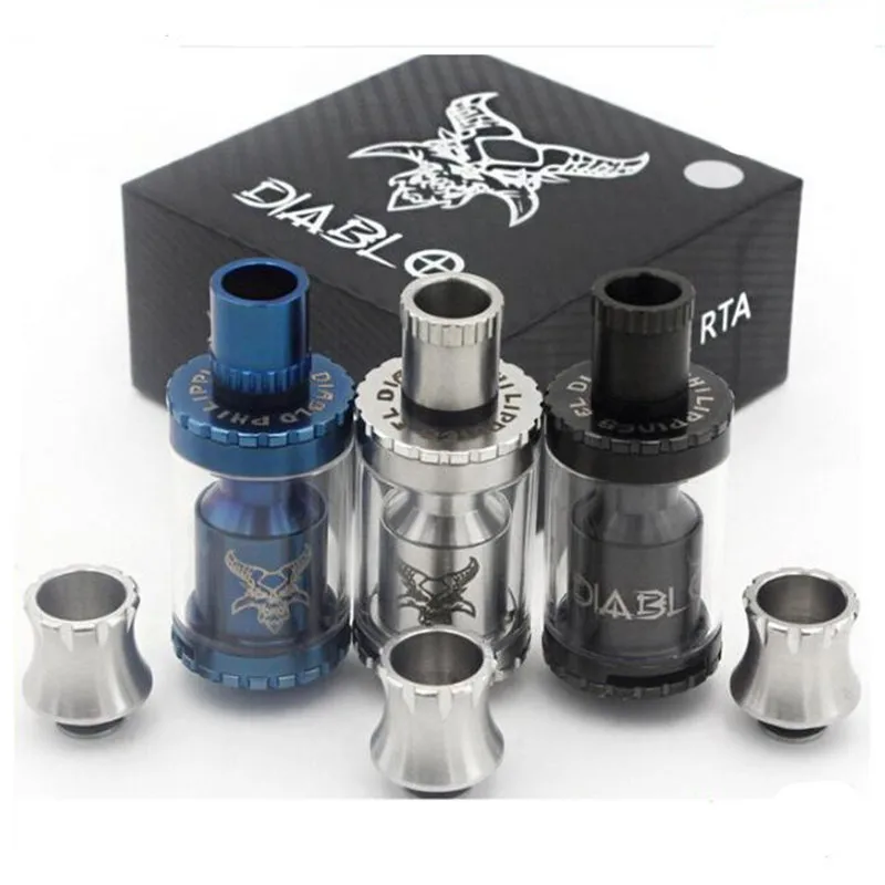 

2pcs/lot Arrivals Horn TANK RTA Electric Cigarette Atomizer 22mm Diameter Vaporizer Tank Metal Material Box Mod Vape Tank RDA