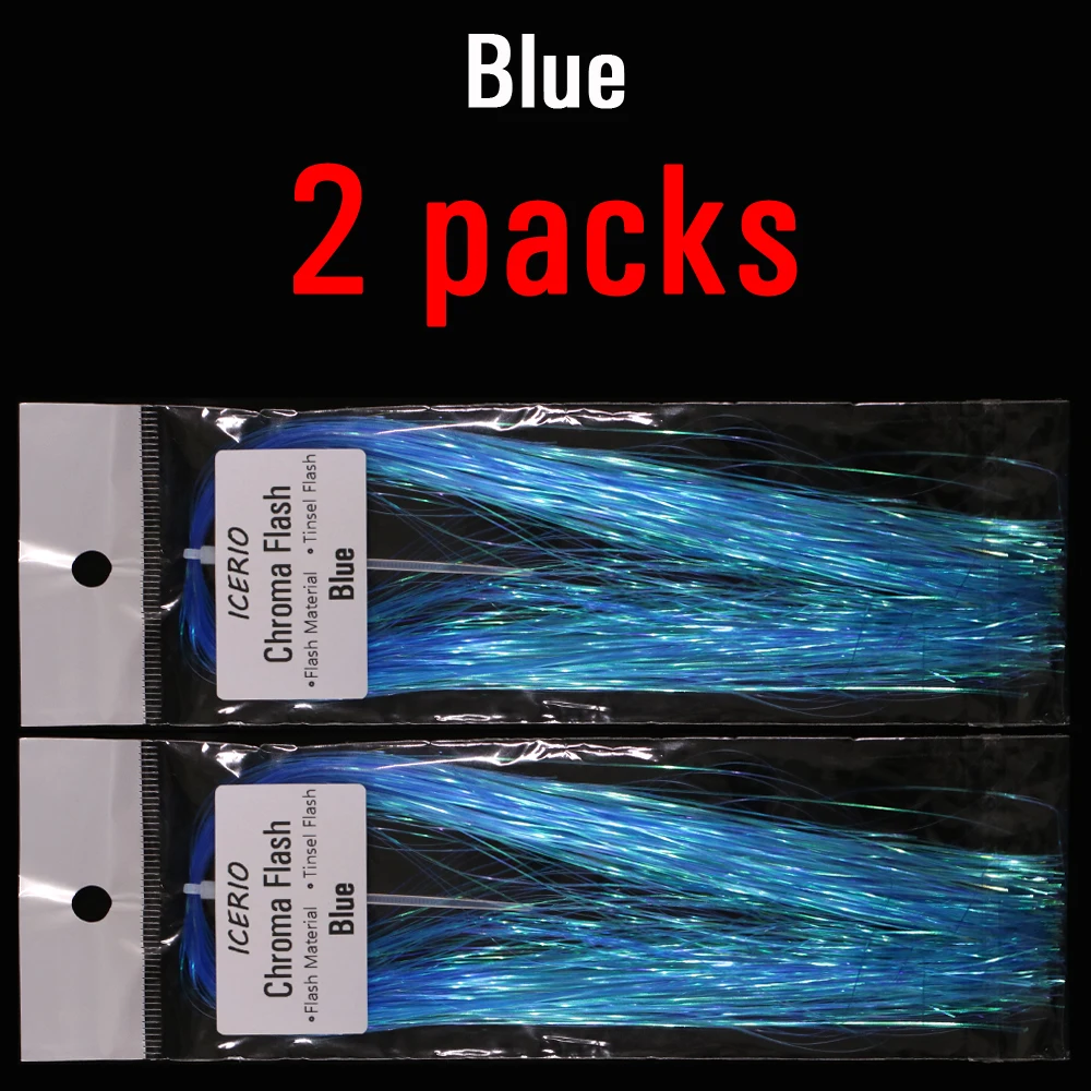 2 packs Blue ICERIO 2 упаковки синтетического ледяного крыла волокна плоская Вспышка кристалл Mirage Flashabou мишура стримеры Нимфы мошки материалы для завязывания мушек - Цвет: 2 packs Blue
