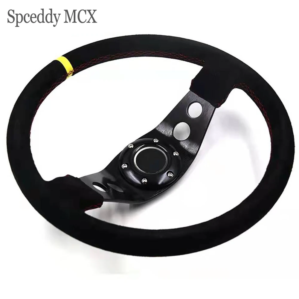 Рулевое колесо Spceddy MCX 14 дюймов (350 мм) универсальное рулевое из черной замши и кожи