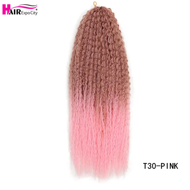 20-28 Inch Afro Kinky Curly Crochet Braids Hair Ombre Braiding Hair Extensions Marly Hair For Women Brown 613 Hair Expo City t30-PINK