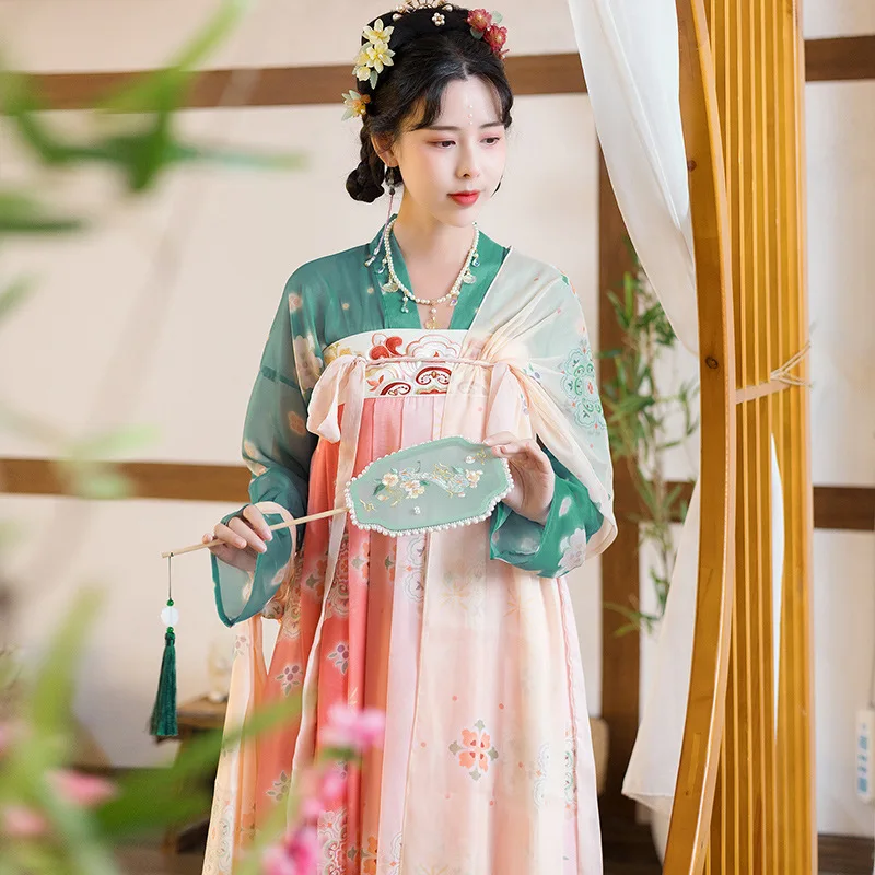 

XinHuaEase Chinese Traditional Hanfu Women's Original Tang Dynasty Female Fairy Ancient Costume Chest Cosplay Dresses Outfit New