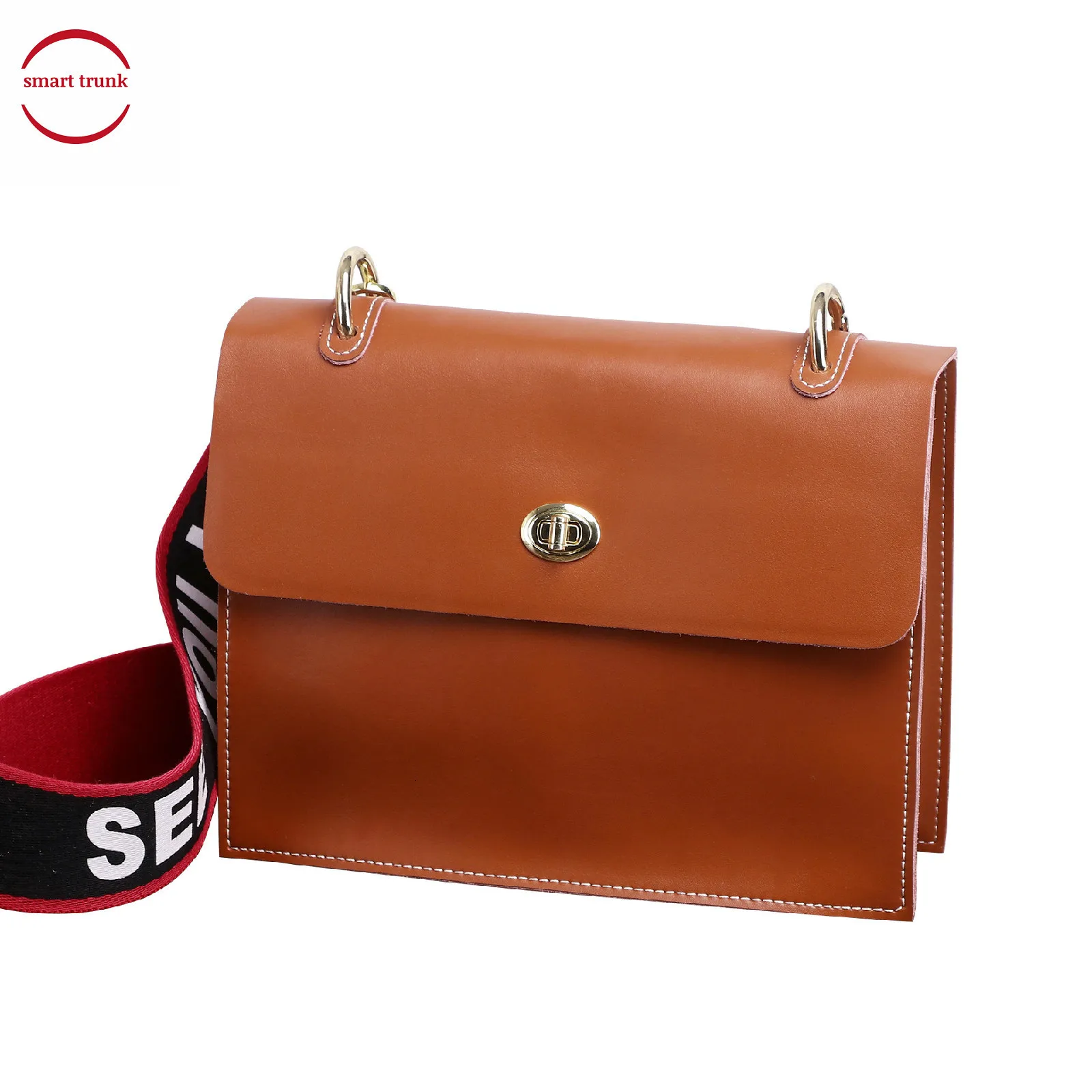 

Genuine Leather Woman Bag Small Square Cowhide Single Shoulder hangbag Front Clasp Closure Interior Slide Pocket Crossbody Bag