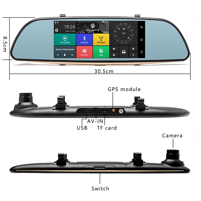 Hd " Gps сенсорный экран двойной объектив DVR Автомобильная камера рекордер видеорегистратор ночного видения циклическая запись g-сенсор привод видео Bluetooth