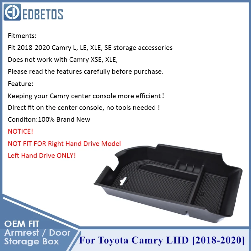 Центральный поддон органайзер для Toyota Camry 2018 2019 2020 LHD подлокотник держатель