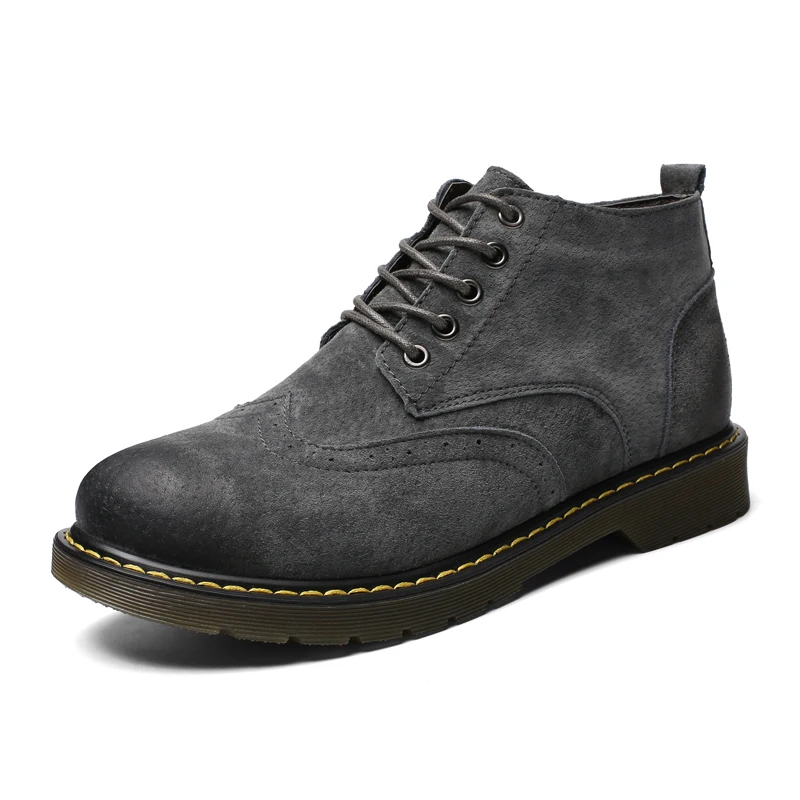 New Fashion New Men Casual Tooling Boots Comfortable Leather Shoes Mens Cold Protection Keep Warm Boots Size 38-46 - Цвет: 66988Grey