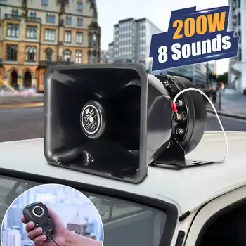 

8 Sound DC 12V 200W Big Car Horn with MIC Loud Motorcycle Siren Vehicle Truck Warning Alarm Loudspeaker Plastic Police Firemen