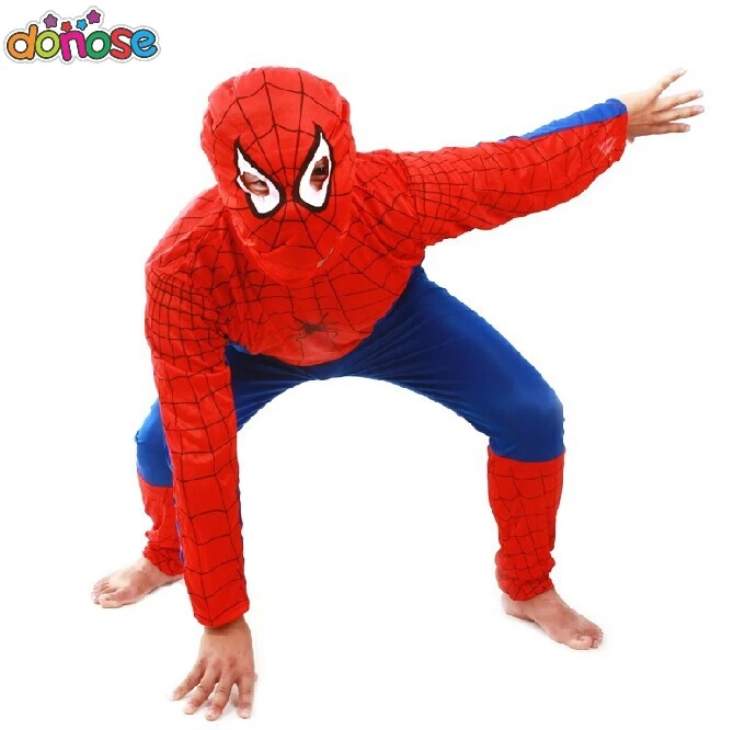 Красный костюм Человека-паука для костюмированной вечеринки; комплекты одежды для детей; костюм Человека-паука; костюм для Хэллоуина; костюм для костюмированной вечеринки для детей с длинными рукавами