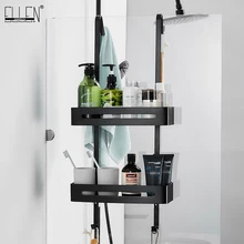 Black Hanging Bath Shelves Bathroom Shelf Organizer Nail-free Shampoo Holder Storage Shelf Rack Bathroom Basket Holder EL5018
