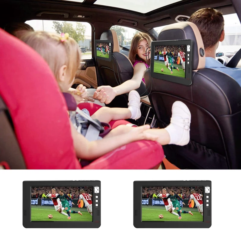 Портативный 10,1 дюймовый TFT светодиодный Dvbt2 цифровой аналоговый ТВ 1080P HDMI-IN H.265 автомобильный телевизор Поддержка USB TF кард-ридер с европейской вилкой