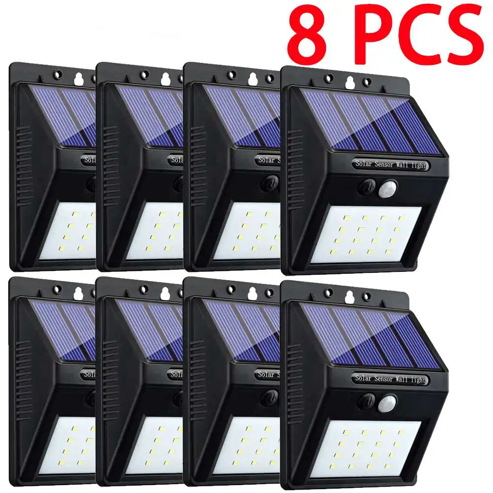 8 pcs 4/8/10 шт. 20 светодиодный уличный светильник на солнечной энергии с движения PIR Сенсор Солнечный садовый светильник Водонепроницаемый энергосберегающие уличные Путь Настенный светильник солнечный светильник - Испускаемый цвет: 8 pcs