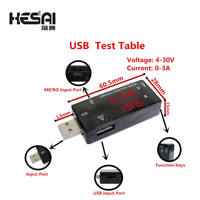 Dc 4-30V Doub Usb Micro Multifunction Tester  Digital Dc 4-30V Doub Usb Micro Multifunction Tester  Digital