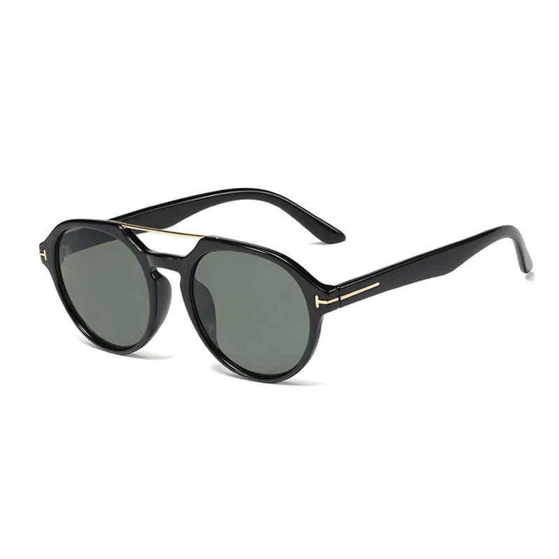 SHAUNA классические винтажные круглые женские и мужские солнцезащитные очки, Ретро стиль, двойной мост, леопардовые солнцезащитные очки, летний оттенок, UV400 - Цвет линз: Black dark green