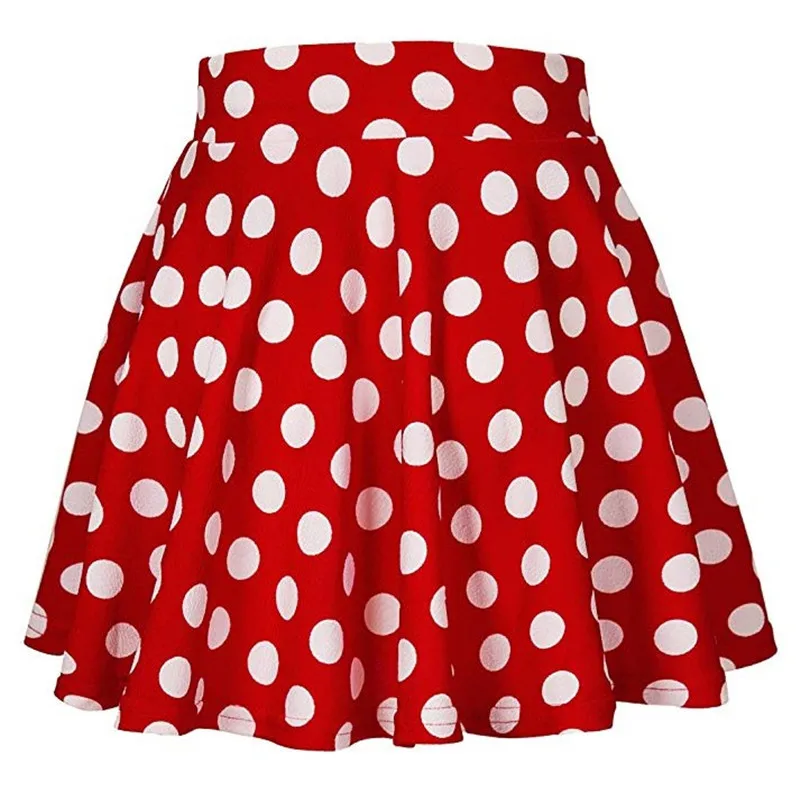 Red Polka dot Мягкие повседневные юбки хорошего качества с высокой талией, плиссированные красные, черные, оранжевые, желтые, белые мини-юбки, вечерние юбки с эластичной резинкой на талии - Цвет: Red Polka dot