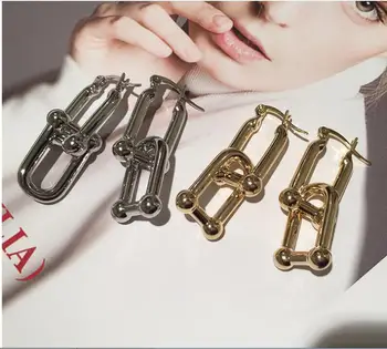 

women chain earrings French metal wind ins simple temperament retro tassel earrings