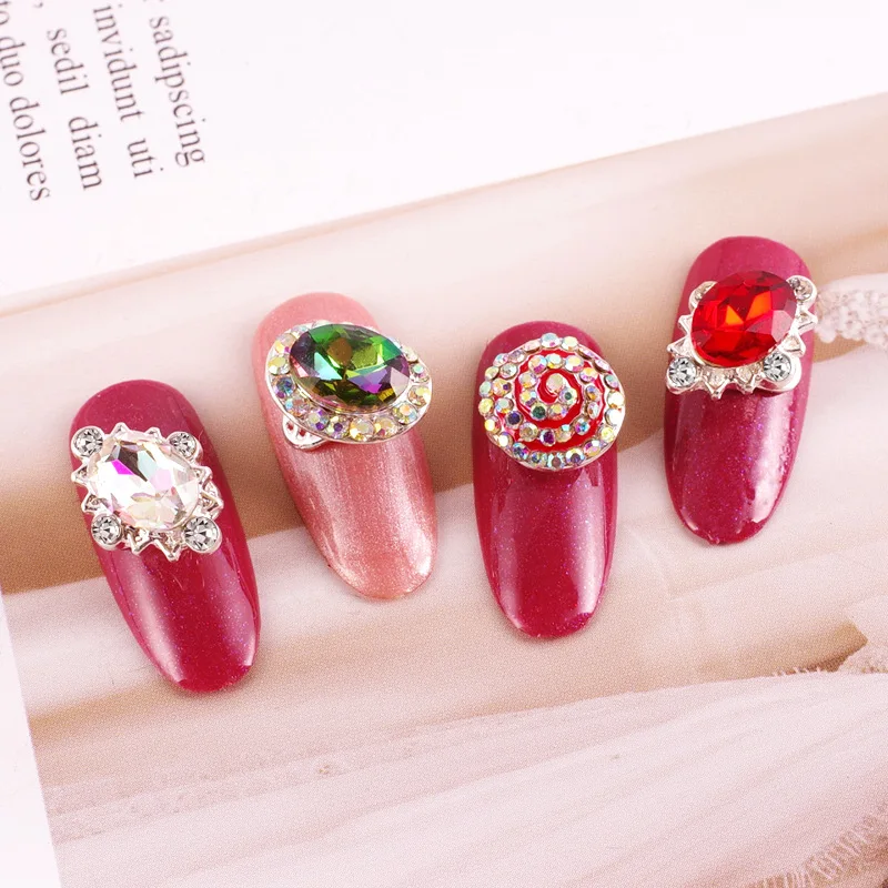 Бриллиантов для ногтей 1 шт. зеленый/красный/Кристальный сплав для дизайна ногтей вращающиеся бриллианты для ногтей 3d амулеты алмаз для дизайна ногтей
