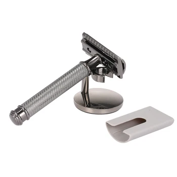 

Double-edged Shaving Razor Set Safety Beard Razor with Shaving Razor Base Protective Cover Mustache Removal Shaving Tool