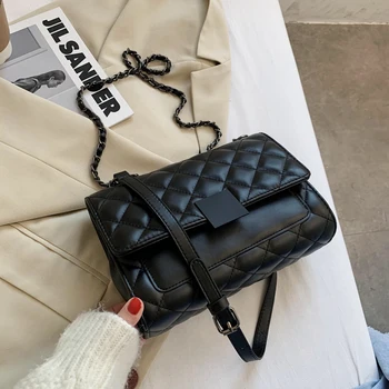 

Vintage Quilted Design Crossbody Bags For Women Small Square Chain Women Shoulder Bag Luxury Designer Pu Leather Women's Handbag