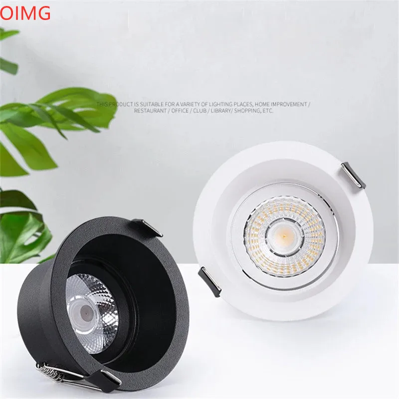 Recessed Anti-Glare LED Downlight AC110V-230V Dimmable COB Ceiling Lamp 7W9W12W15W18W20W Warm/Neutral/Cold White Spot Light