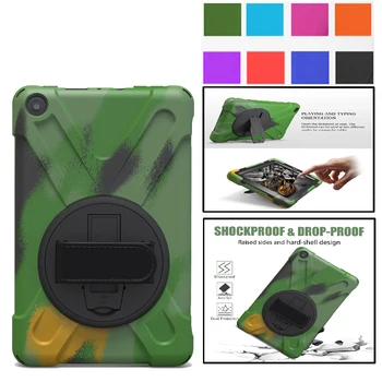 

For Amazon Fire HD8 2017 2018 Heavy Duty Rugged Shockproof Case 360 Rotate Kickstand/Hand Strap for Fire HD 8 2018 Release Case