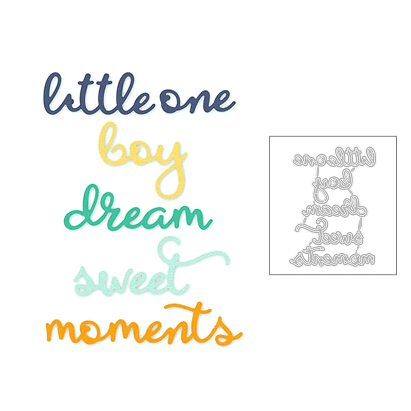 2020 New Little One Boy Dream Sweet Moments English Word Metal Cutting Dies For Scrapbooking 