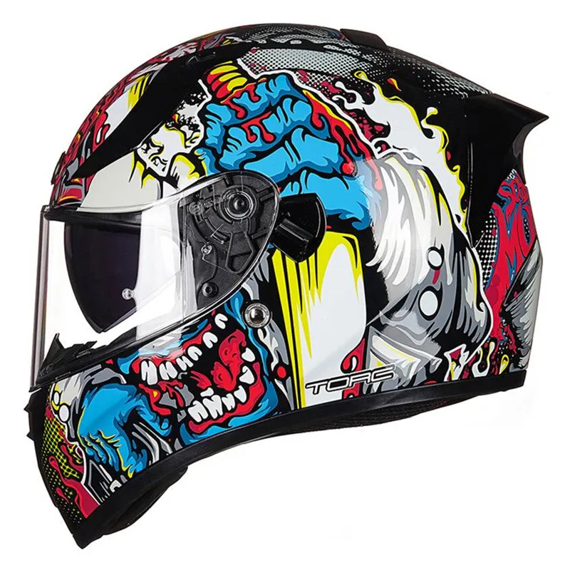 TORC Новое поступление T18 полный шлем для мотоциклистов мужские и женские Casco moto винтажный шлем с двойными линзами capacetes de moto ciclista - Цвет: Black Monster