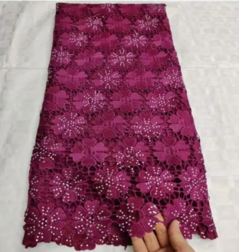 Высококачественная нигерийская кружевная ткань для свадьбы, африканская Водорастворимая молочная кружевная ткань, белая гипюровая кружевная ткань, 5 ярдов/партия