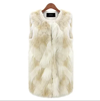 6XL, стильный, офисный, женский, без рукавов, теплый,, элегантный, роскошный, длинный, из лисьего меха, жилет для женщин,, уличный, Одноцветный, из искусственного меха, V685