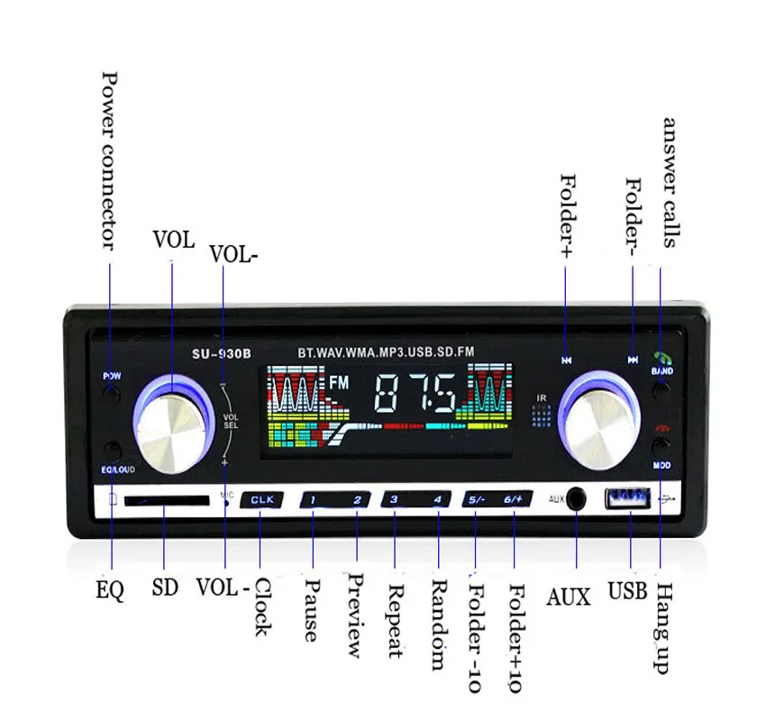 Автомобильный Радио стерео плеер Bluetooth телефон AUX IN MP3/FM/USB/1 Din/Iphone дистанционное
