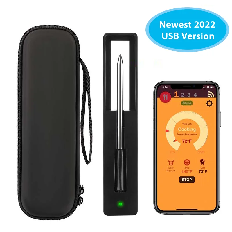 

Беспроводной USB термометр для мяса, цифровой кухонный прибор для измерения температуры, для духовки, гриля, барбекю, стейка, с Bluetooth подключением, умные аксессуары для барбекю, подарок