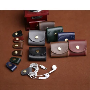 

Mini Portable Headphone Earphone Case USB Cable Organizer Portable Earbuds Bag Carry Pouch PU Leather Storage Bag