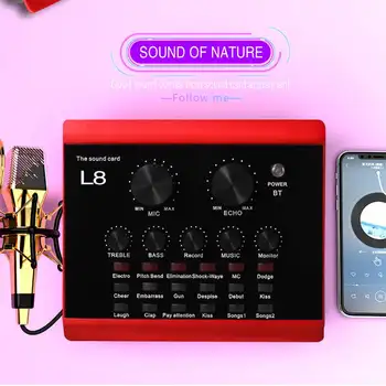 

LV8 Audio Mixer blutooth Mixing Sound Card Microphone KTV Live Broadcast Wireless USB 3.5mm Singing For Phone Computer