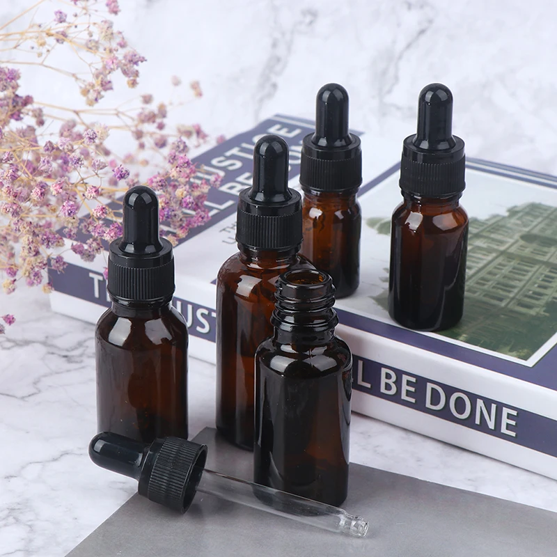 1pcs Aromatherapy Perfume Essential Oil Empty Dispenser Bottles 5/10/15/20/30ml Amber Glass Liquid Reagent Pipette Drop Vial | Красота и