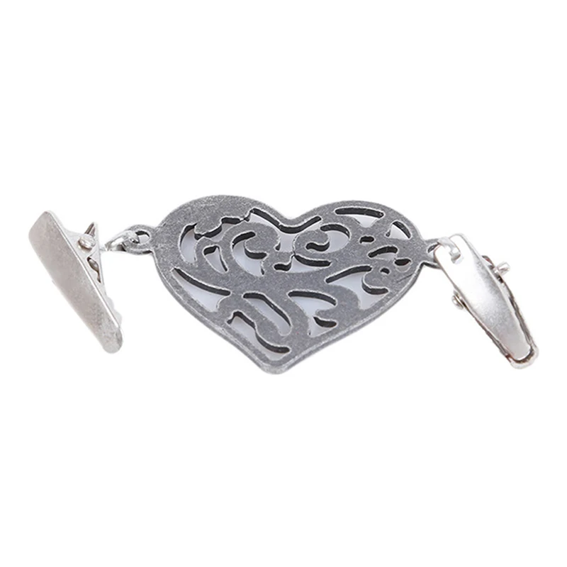 heart Ancient silver Женский винтажный кардиган, свитер, блузка, булавка для шали клипсы для броши, воротник рубашки, Ретро зажим для утки, зимний шарф с застежками, аксессуары для шарма - Цвет: heart Ancient silver