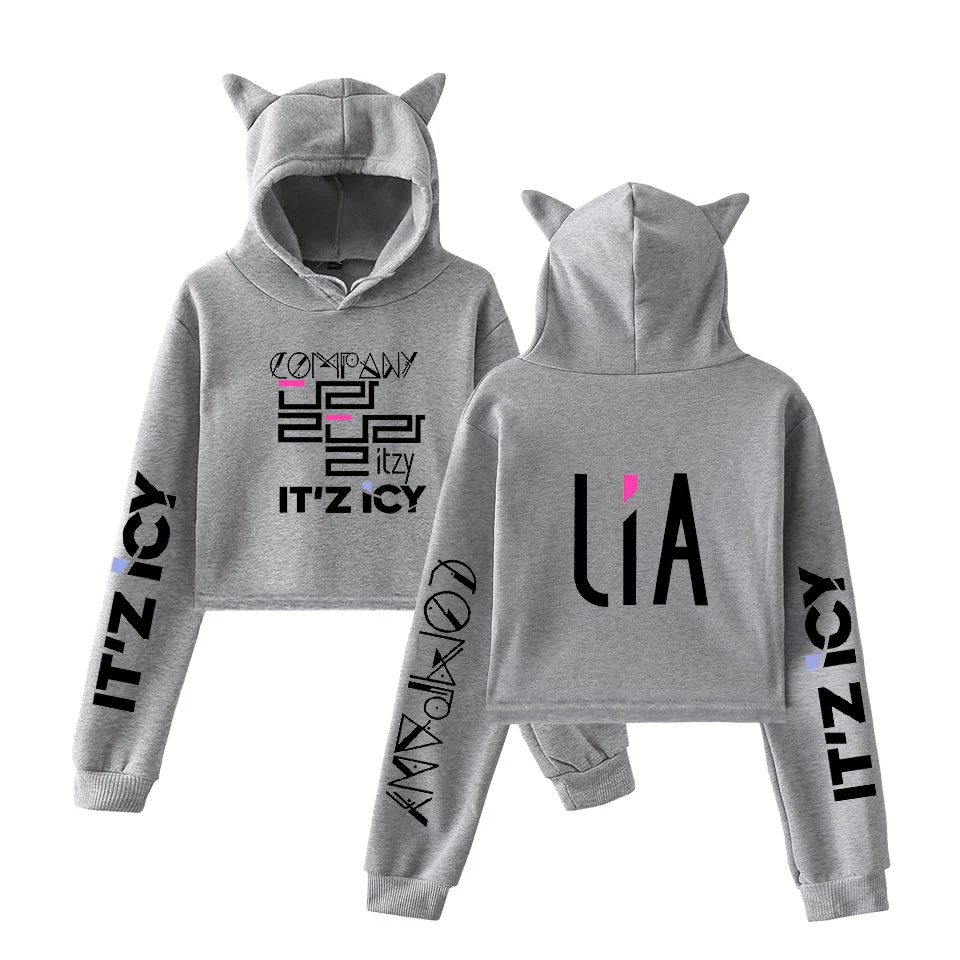 LUCKYFRIDAY Популярные ITZY Толстовки Кофты Харадзюку каваи Кот Толстовка корейский стиль пуловеры женские кроп толстовки кофты