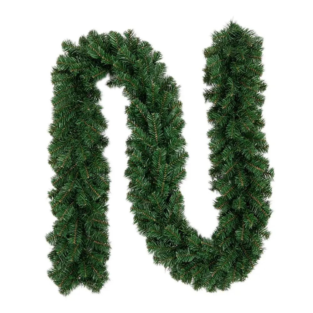

Green Christmas Garland Wreath Xmas Home Party Christmas Decoration Pine Tree Rattan Hanging Ornaments Drop Shipping 2.7m