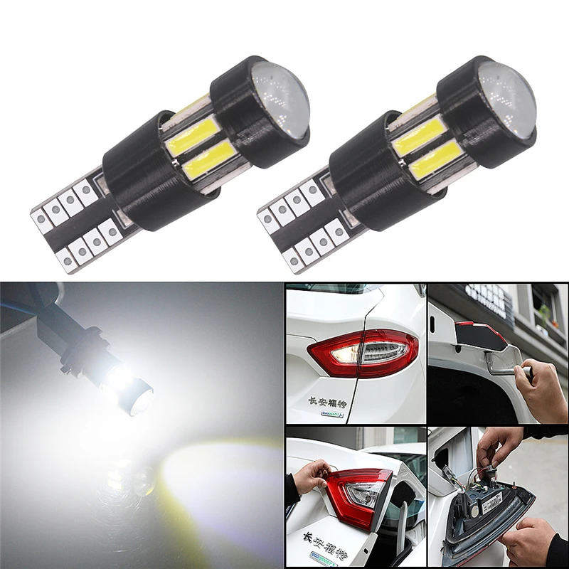 100x CANBUS T10 10 светодиодный 194 168 7020 SMD Автомобильный Клин Замена заднего прибора панель лампа для габаритных огней DC12V