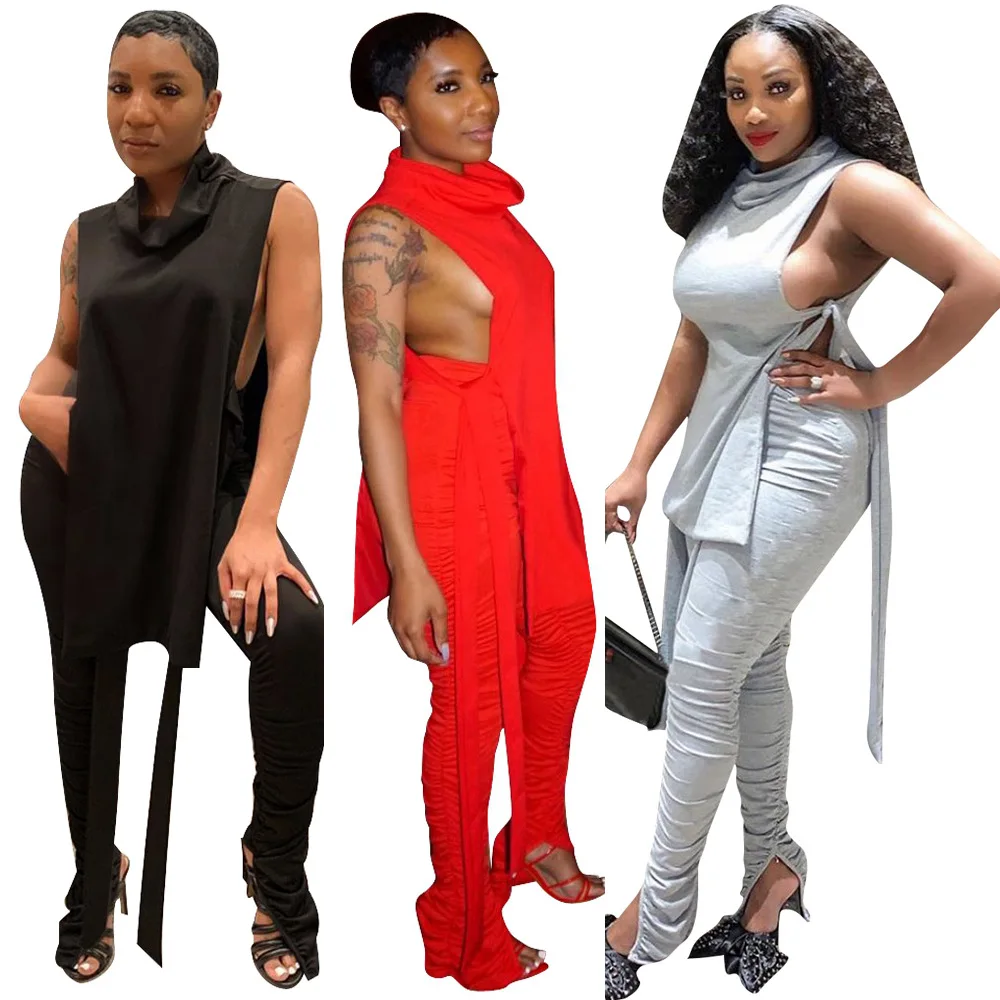 Women Two Piece Set  Crop Top + Long Pants