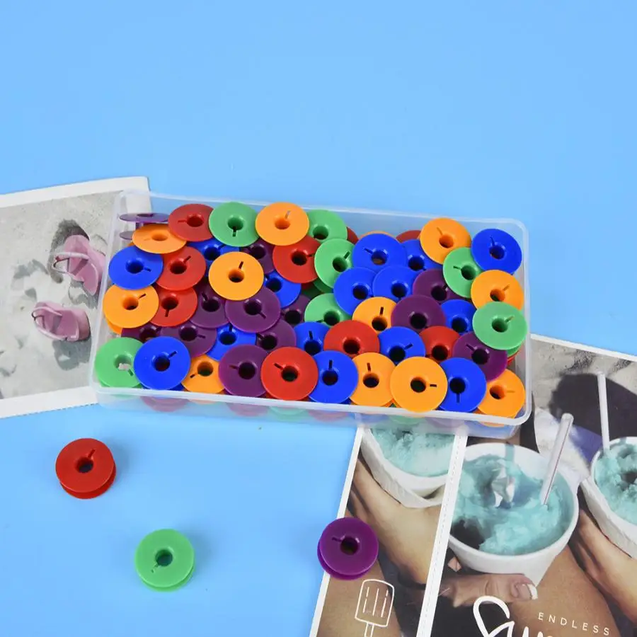100 шт многоцветные пластиковые катушки пустая катушка промышленные плоские детали швейной машины швейные принадлежности