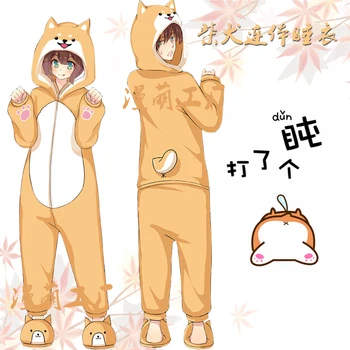 

Cute doge Cosplay Men Women Connection Sleepwear Corgi bathrobe Japanese Costume Comfortable Cartoon Thicken Plus Velet Pajama