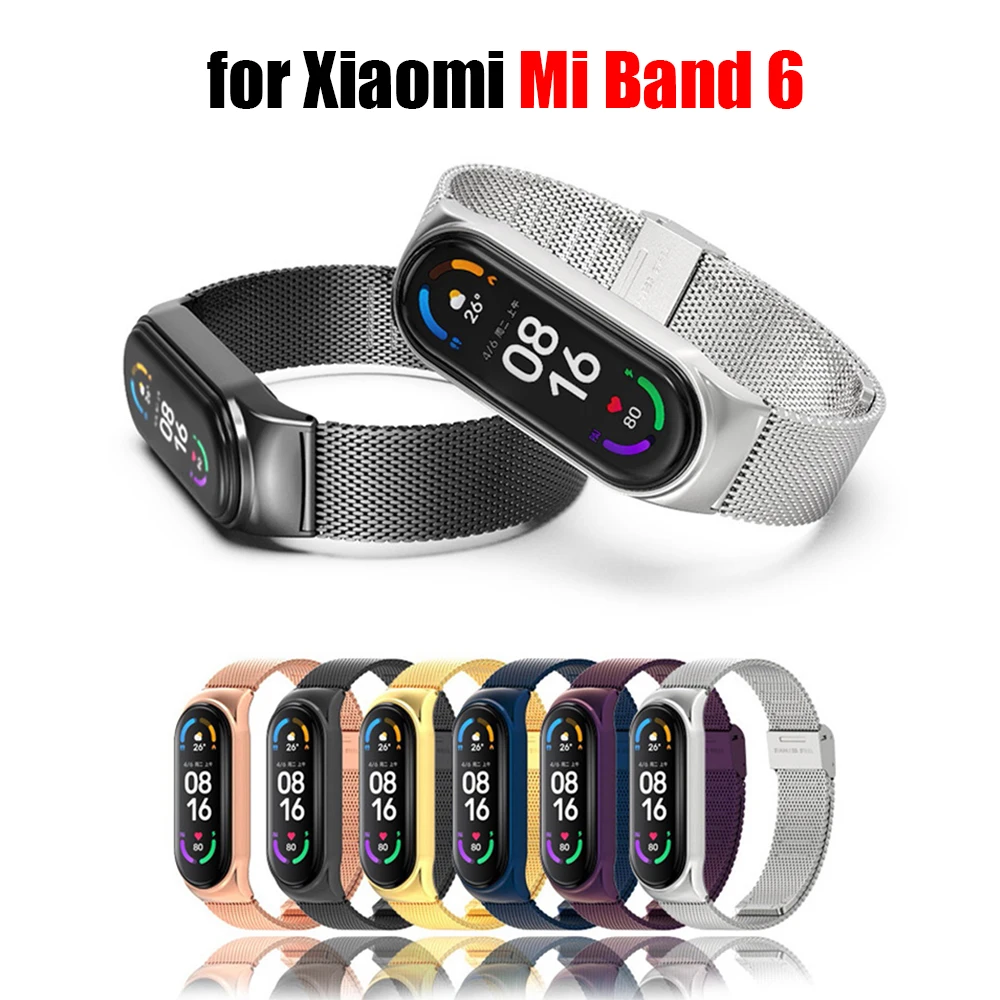 

Ремешок из нержавеющей стали для Xiaomi Mi Band 6, металлический браслет xaomi xiomi xiami Mi Band band6 miband6, ремешки для часов, однотонные ремешки