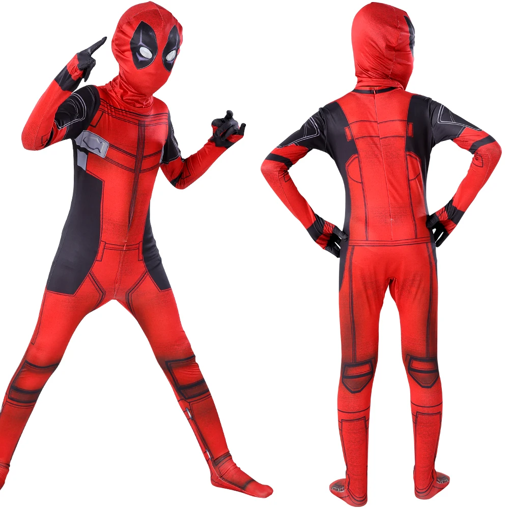 Halloween Deadpools Kids Adult With Mask Cosplay Suits Boy Men One Piece Full Bodysuit For Party Dress Up | Тематическая одежда и