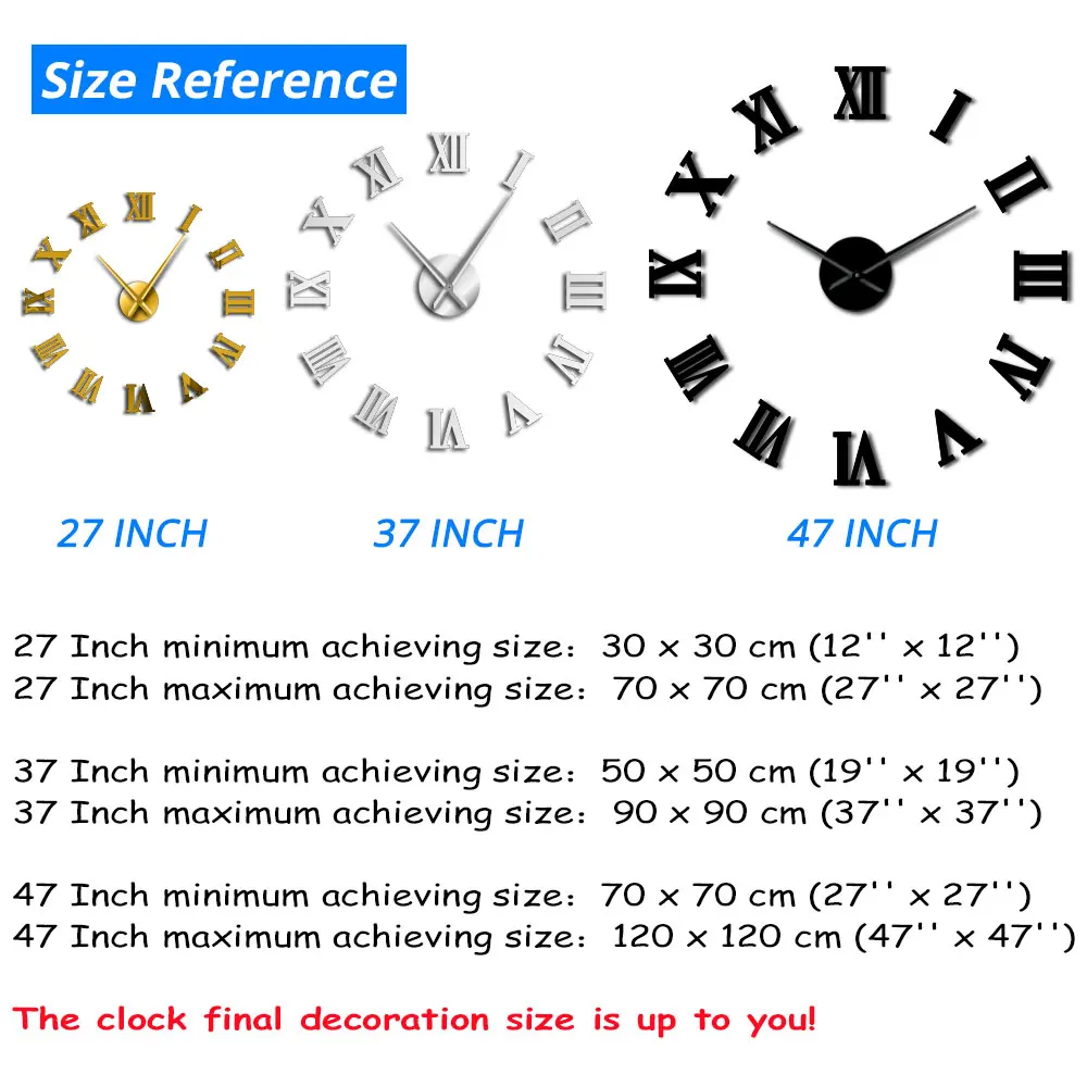 Современные DIY большие настенные часы 3D зеркальная поверхность наклейка домашний декор художественные гигантские настенные часы с римскими цифрами большие часы