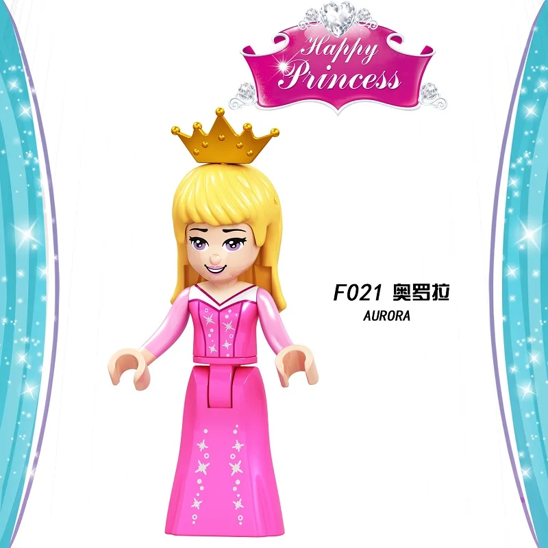 F021 20Pcs No Box 20 шт.,, строительные блоки, принцесса, королева, Эльза, шнеевитчен, фигурки героев мультфильмов, кирпичи для игрушек, Детские F002-F025 - Цвет: F021 20Pcs No Box