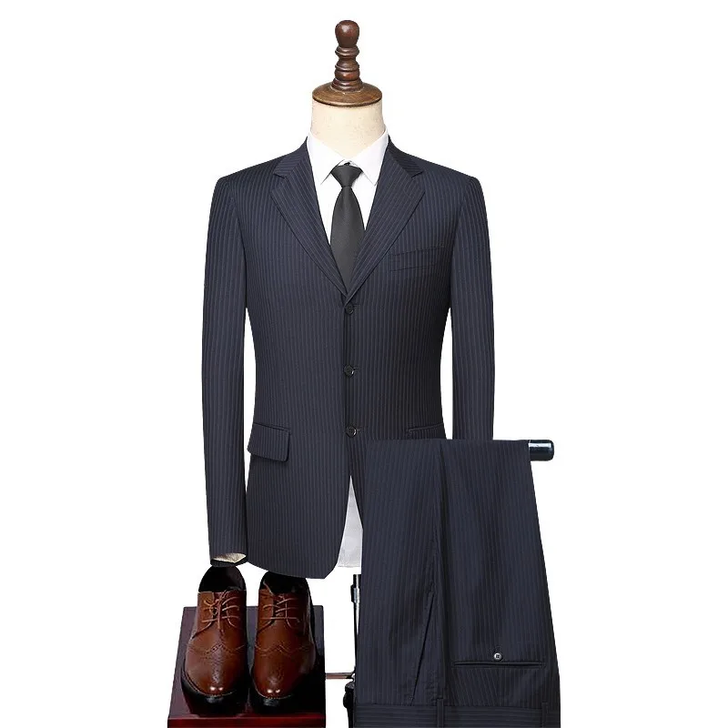 

Men Blazer Jacket Pants Slim Fit Wool Suits Set Office Work Formal Outfits Wedding Dress Single Breasted Woolen Groom Suit