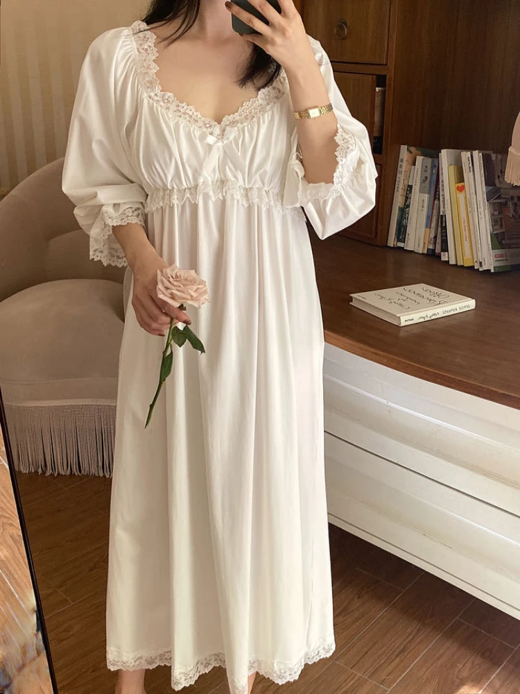 Chemise De Nuit Ancienne Robe De Nuit 100% Coton Victorienne